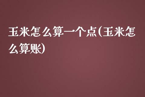 玉米怎么算一个点(玉米怎么算账)