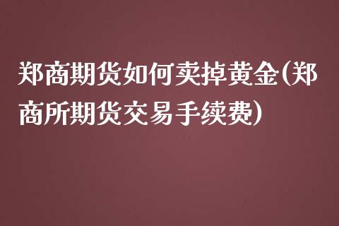 郑商期货如何卖掉黄金(郑商所期货交易手续费)