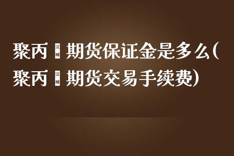 聚丙烯期货保证金是多么(聚丙烯期货交易手续费)