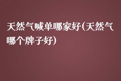 天然气喊单哪家好(天然气哪个牌子好)