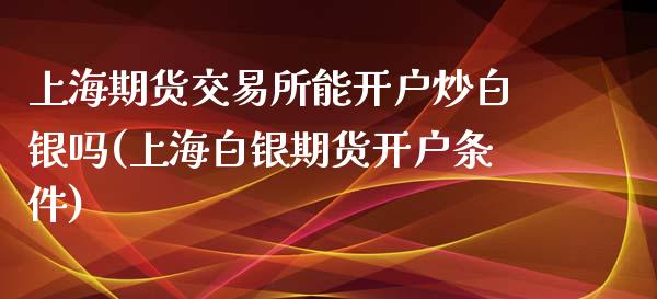 上海期货交易所能开户炒白银吗(上海白银期货开户条件)