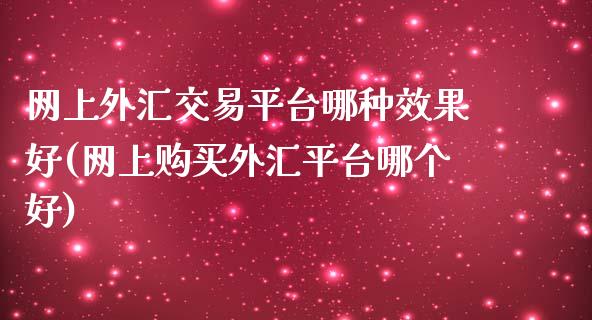 网上外汇交易平台哪种效果好(网上购买外汇平台哪个好)