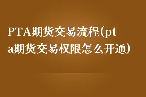 PTA期货交易流程(pta期货交易权限怎么开通)