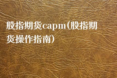 股指期货capm(股指期货操作指南)