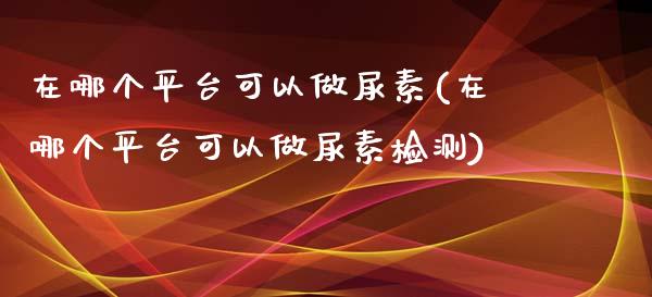 在哪个平台可以做尿素(在哪个平台可以做尿素检测)