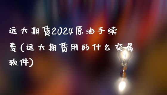 远大期货2024原油手续费(远大期货用的什么交易软件)