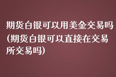 期货白银可以用美金交易吗(期货白银可以直接在交易所交易吗)