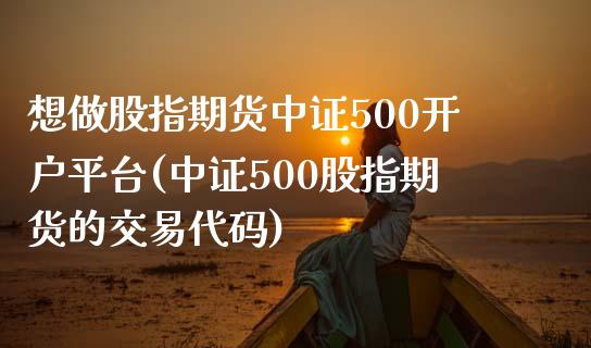 想做股指期货中证500开户平台(中证500股指期货的交易代码)