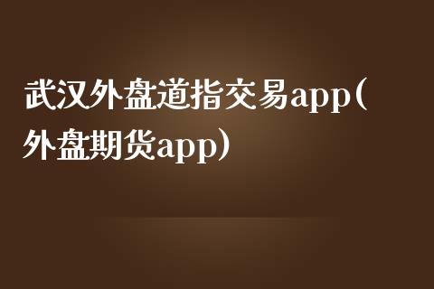 武汉外盘道指交易app(外盘期货app)