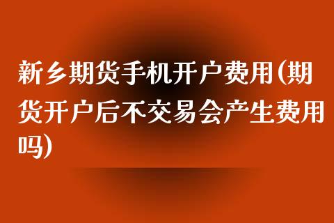 新乡期货手机开户费用(期货开户后不交易会产生费用吗)