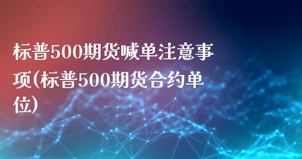 标普500期货喊单注意事项(标普500期货合约单位)