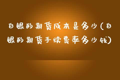 白银的期货成本是多少(白银的期货手续费率多少钱)