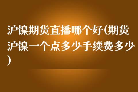 沪镍期货直播哪个好(期货沪镍一个点多少手续费多少)