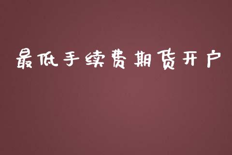 最低手续费期货开户