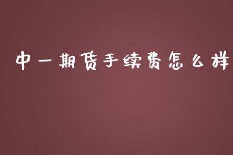 中一期货手续费怎么样