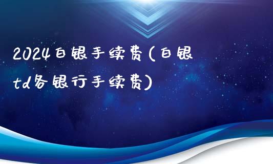 2024白银手续费(白银td各银行手续费)