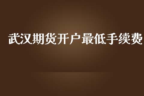 武汉期货开户最低手续费