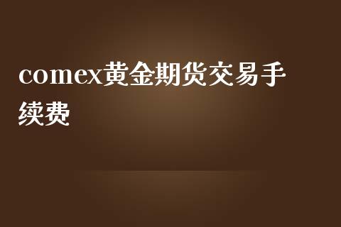 comex黄金期货交易手续费