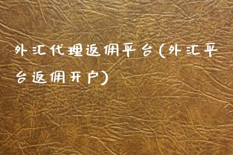 外汇代理返佣平台(外汇平台返佣开户)