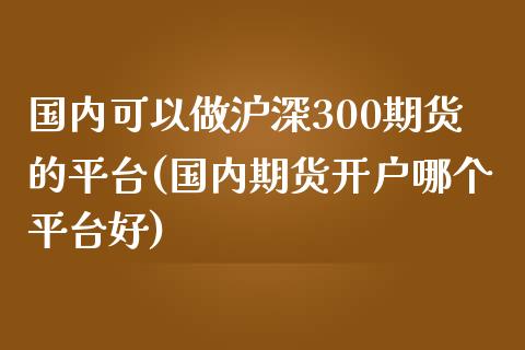 国内可以做沪深300期货的平台(国内期货开户哪个平台好)