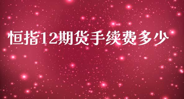 恒指12期货手续费多少