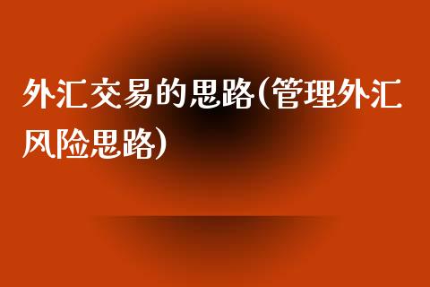 外汇交易的思路(管理外汇风险思路)