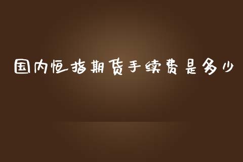 国内恒指期货手续费是多少