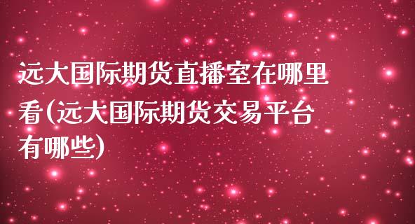 远大国际期货直播室在哪里看(远大国际期货交易平台有哪些)