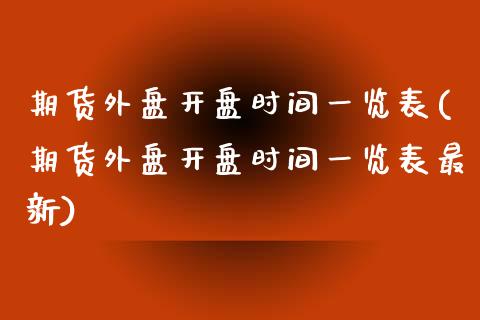 期货外盘开盘时间一览表(期货外盘开盘时间一览表最新)