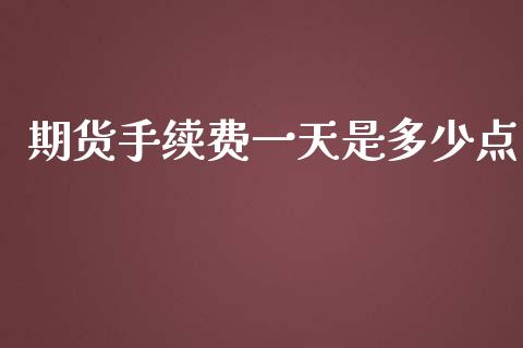 期货手续费一天是多少点