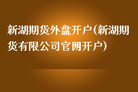 新湖期货外盘开户(新湖期货有限公司官网开户)