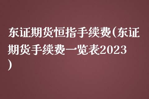 东证期货恒指手续费(东证期货手续费一览表2023)