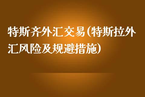 特斯齐外汇交易(特斯拉外汇风险及规避措施)