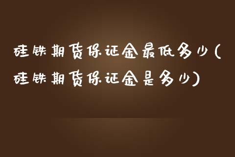 硅铁期货保证金最低多少(硅铁期货保证金是多少)