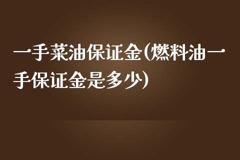 一手菜油保证金(燃料油一手保证金是多少)