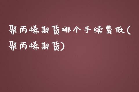 聚丙烯期货哪个手续费低(聚丙烯期货)