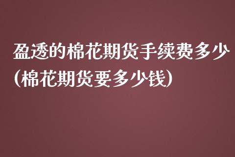 盈透的棉花期货手续费多少(棉花期货要多少钱)