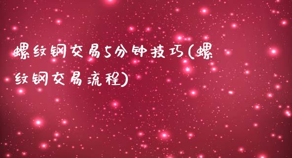 螺纹钢交易5分钟技巧(螺纹钢交易流程)