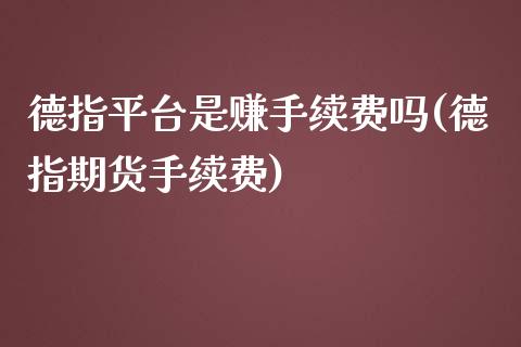 德指平台是赚手续费吗(德指期货手续费)