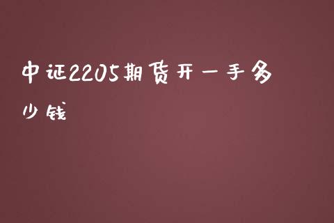 中证2205期货开一手多少钱