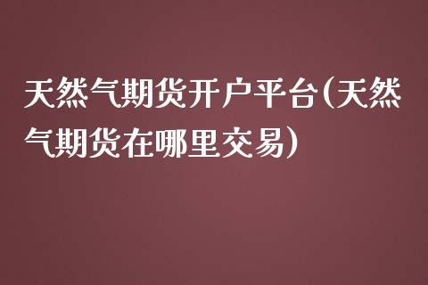 天然气期货开户平台(天然气期货在哪里交易)