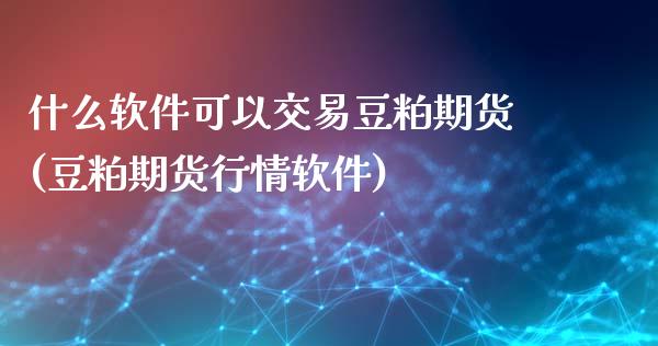 什么软件可以交易豆粕期货(豆粕期货行情软件)